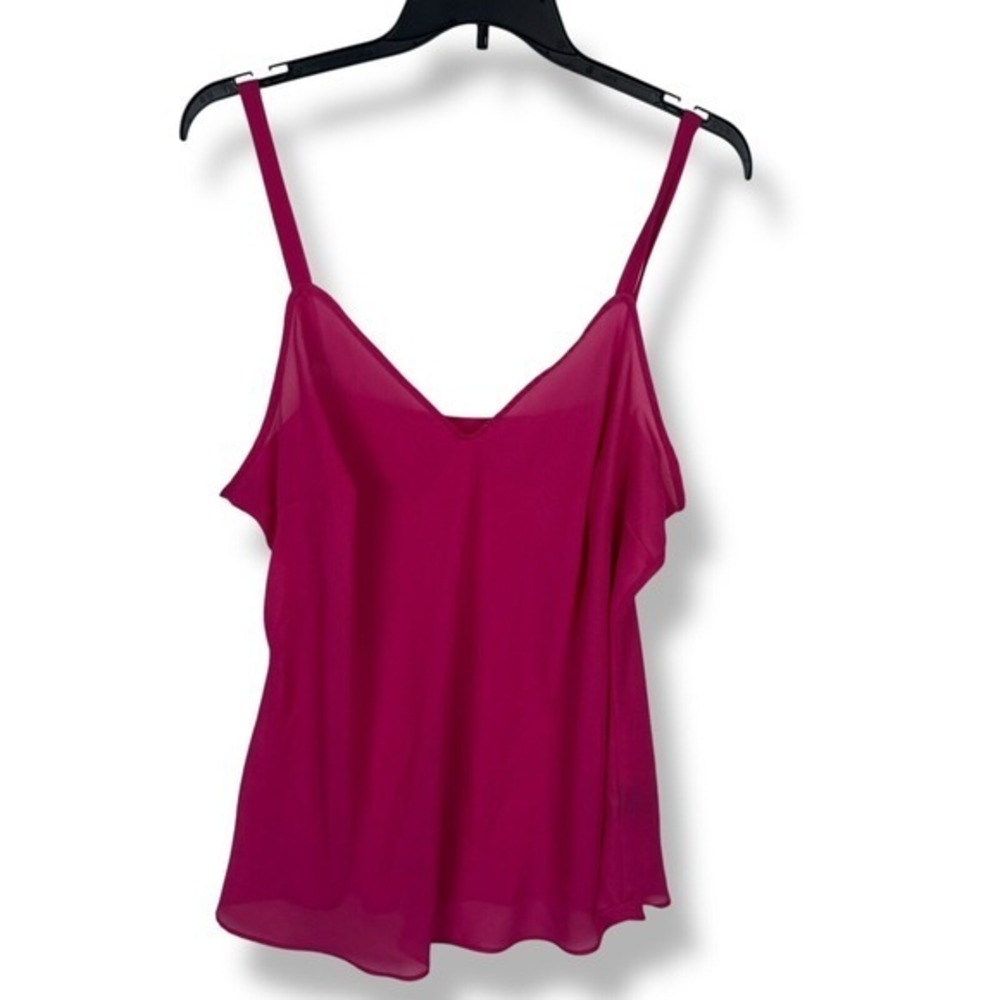 Womens Hot Pink Cami Top Womens Size 2X 3X Chiffon Ethereal Romantic Curvy Volup